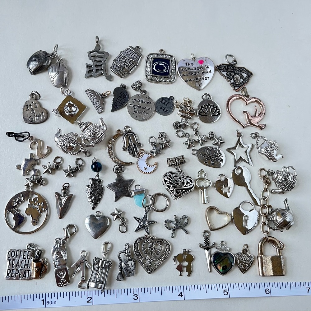 Charm lot silver toned for crafting